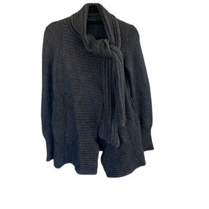 Theory Black Knit Scarf Cardigan Sweater